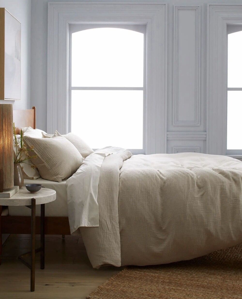 Quince Organic Cotton Gauze Duvet Cover Set King Cal King Dune $170